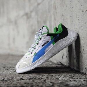 Puma x pirelli White Sneakers with Green and Blue Accents